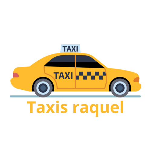 Logotipo taxis Raquel, dibujo de taxi amarillo
